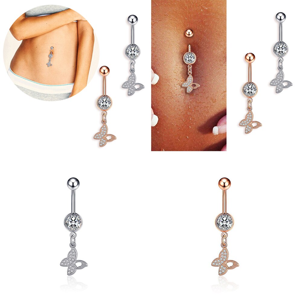 1pc Neue Zirkon Chirurgische Edelstahl Nabel durchbohren Blume Anhänger Bauchnabel Ringe Bauch durchbohren Körper Jewely