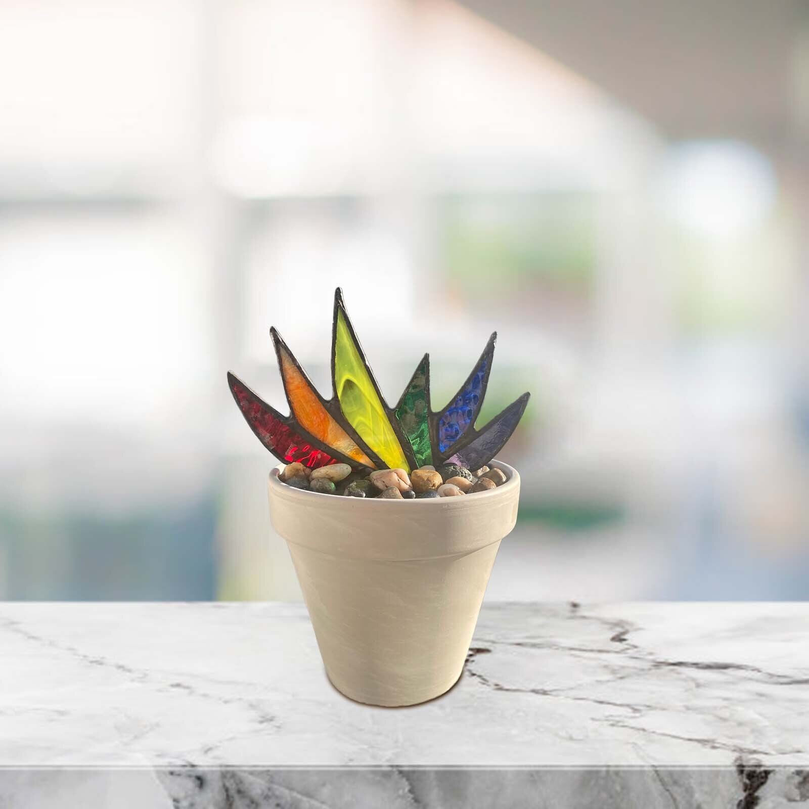 Miniplanta acrílica clásica en maceta de Aloe, adornos de jardín, Jardín de plantas artificiales falsas, estatuas, esculturas, Decoración de mesa