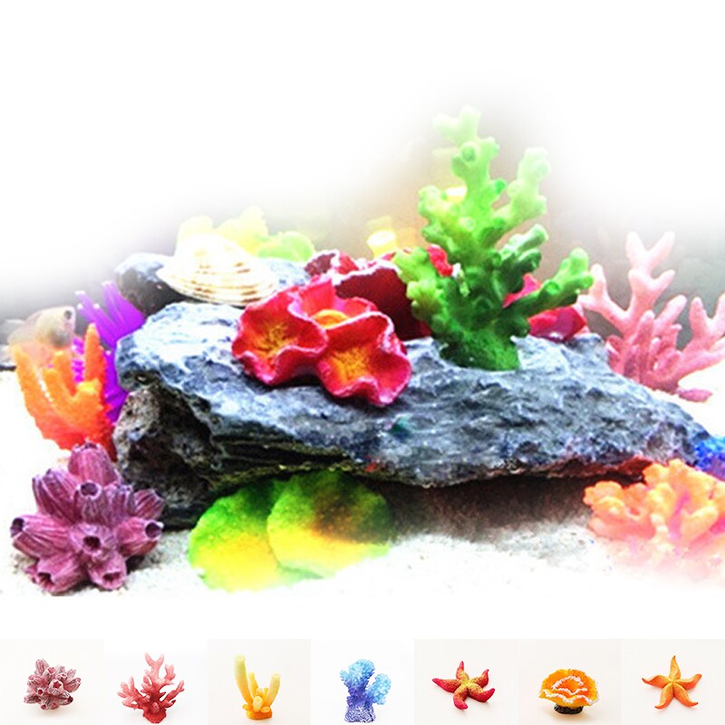 Farverig kunstig akvarium akvarium dekoration mikro miniature landskab simulering koral blomster mini ornament