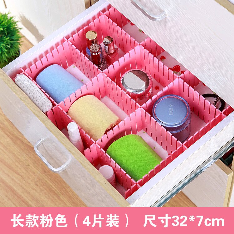 1369 DIY thickened storage partition board 4-piece free combination lattice drawer partition board partition plate partition gri: Pink