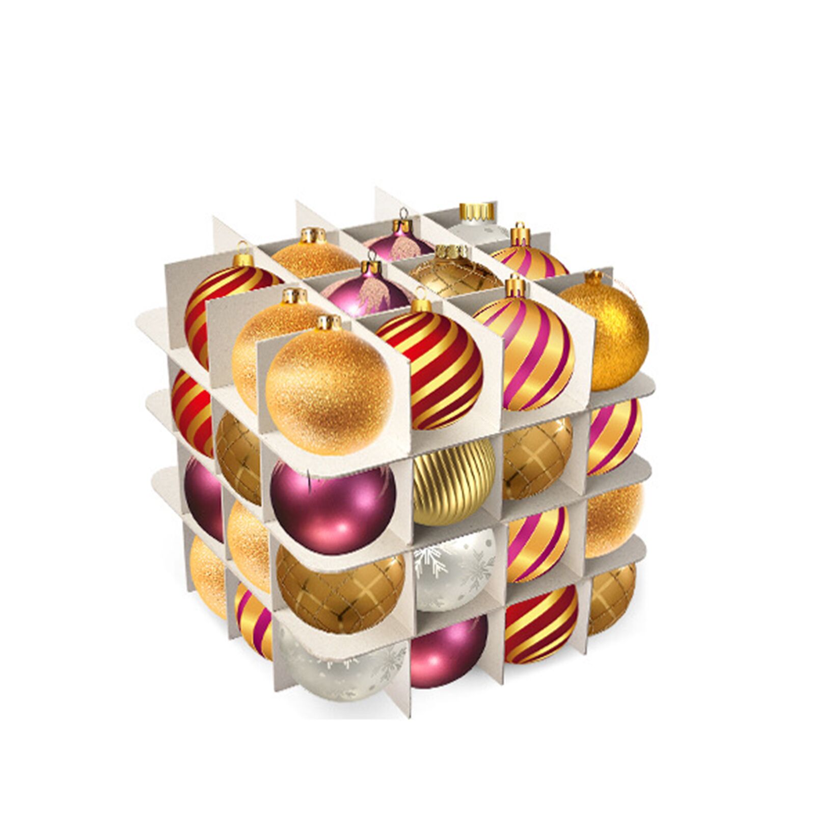 Ornament 64 Baubles Storage Box PP material Ornament Xmas Bauble Storage Organizer Tree Bag Transparent Tough Decoration Box