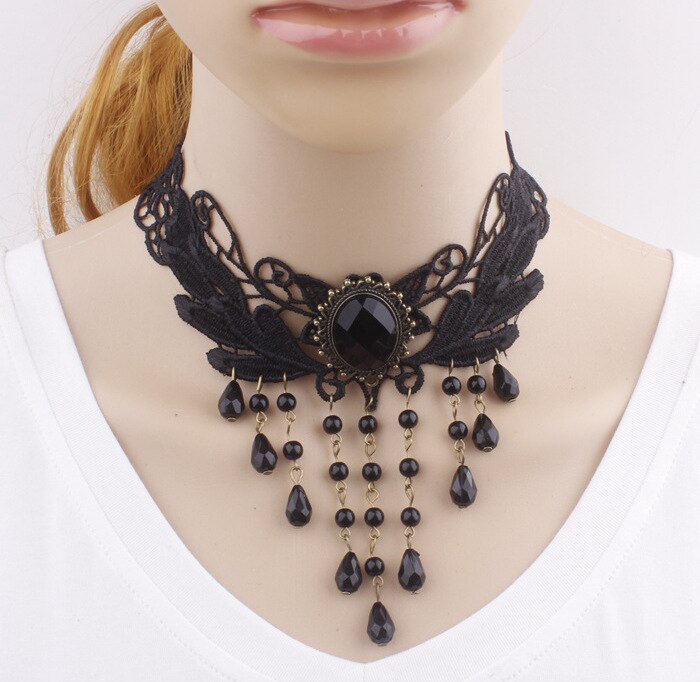 Europäischen und Amerikanischen Choker Halskette Multi-Schicht Quaste Hipster Wasser Tropfen Übertrieben Spitze Halskette Kragen Schlüsselbein Kette