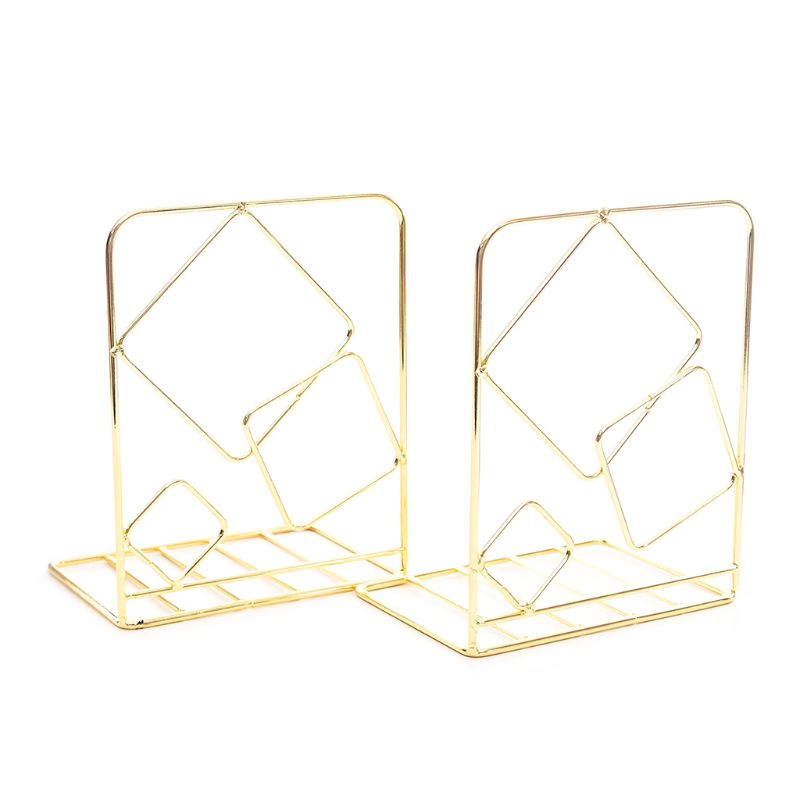 2 uds. De Metal cuadrado de escritorio de libros extremos soporte estante estantería escolar suministros de oficina C26: Gold