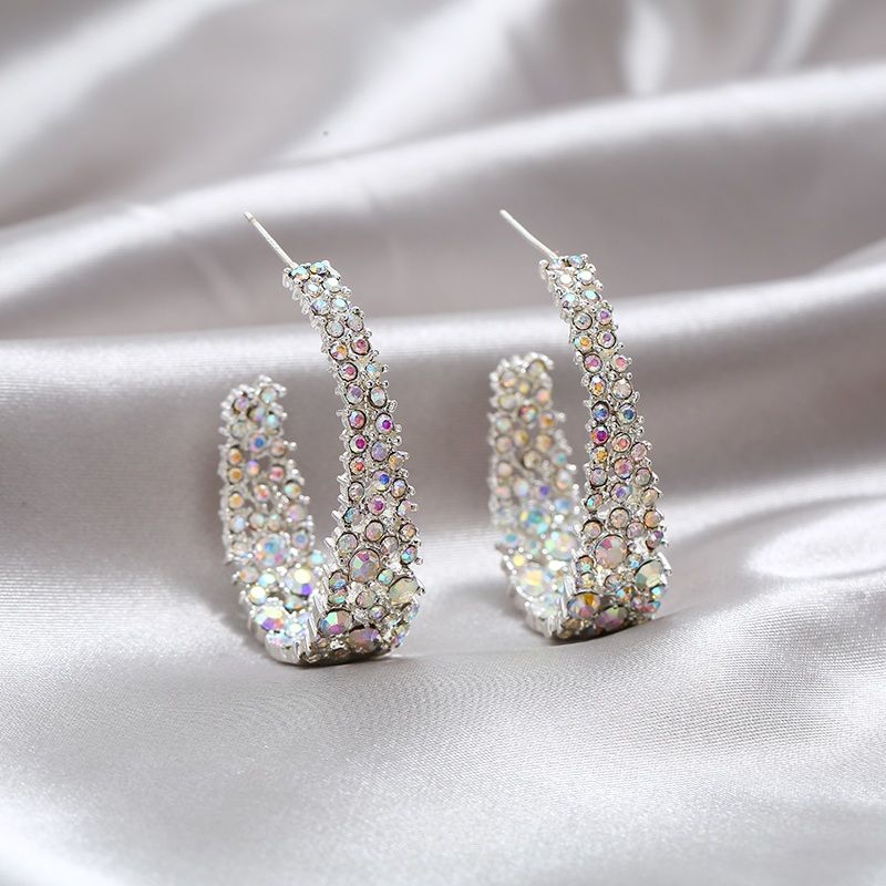 925 sterlingsølv nåle øreringe til kvinder smykker runde farverige rhinestone krystal kvindelige øreringe