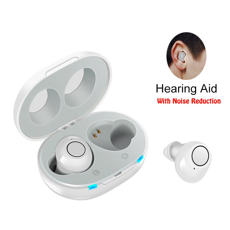 Apparecchi acustici Wireless per non udenti cuffie auricolari in-ear amplificatore audio regolabile per la riduzione del rumore degli anziani con un clic