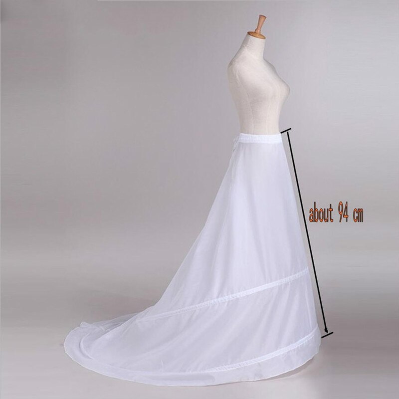 Women Petticoat With Train White 2 Hoops Underskirt Crinoline For Bride Formal Dress In Stock Cheap Wedding Accessories