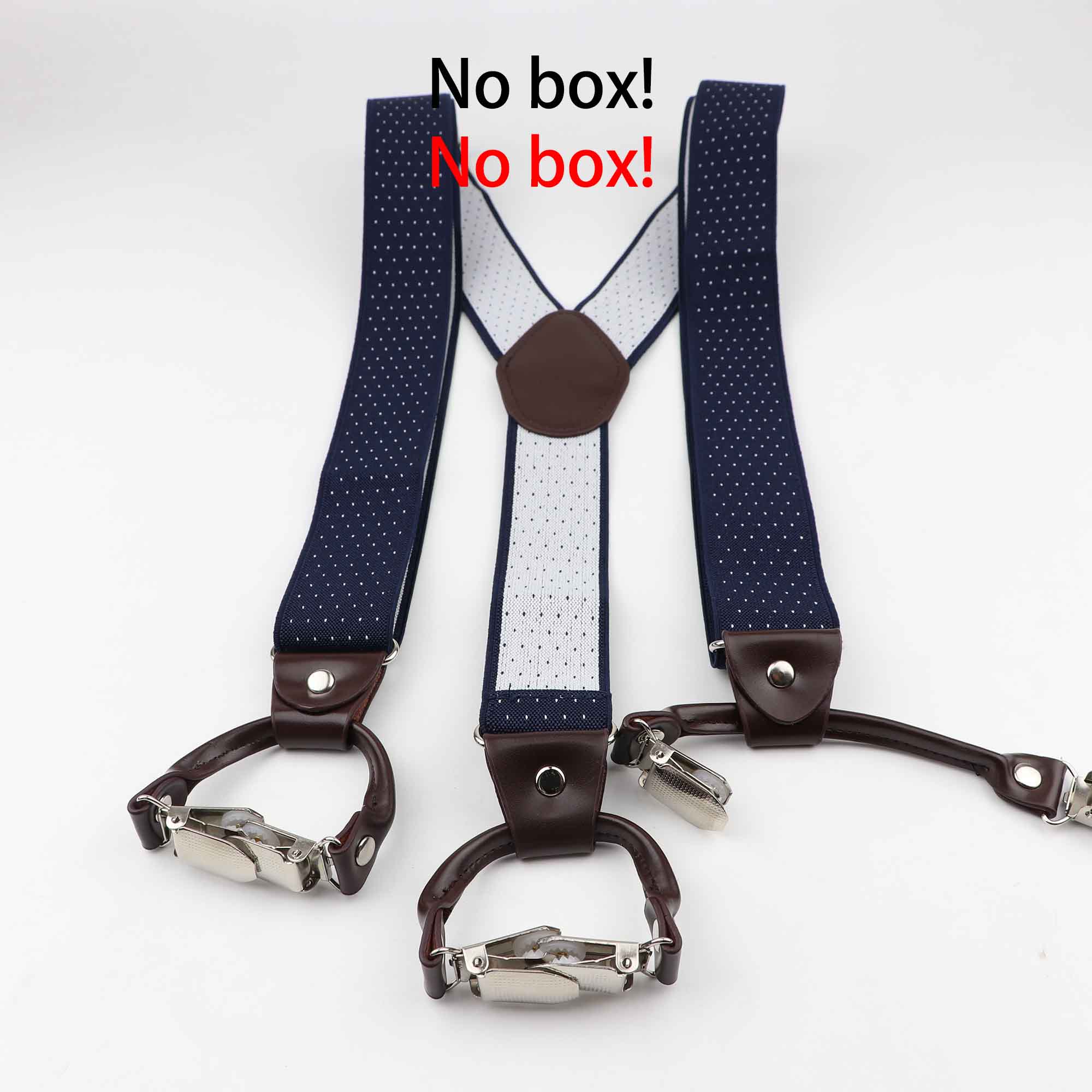 Caja de de tirantes de cuero negro, 6 Clips para tirantes, Vintage, informal, tirantes para pantalones: 5 no box