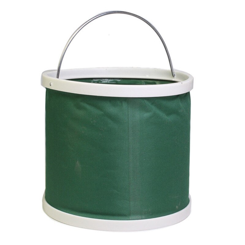 Cubo plegable para mantenimiento de lavado de coches balde de pescar portátil multifuncional limpieza de coche Oxford cubeta de tela 11L impermeable: Verde