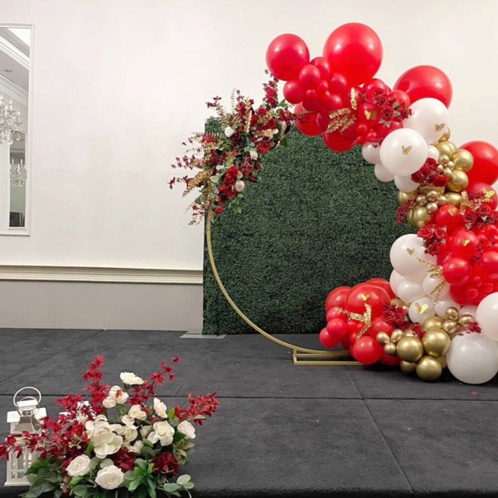 128pcs Red Balloon Garland Kit Gold Chrome Latex Balloon Matte White Red Globos for Valentines Wedding Birthday Party Decoration