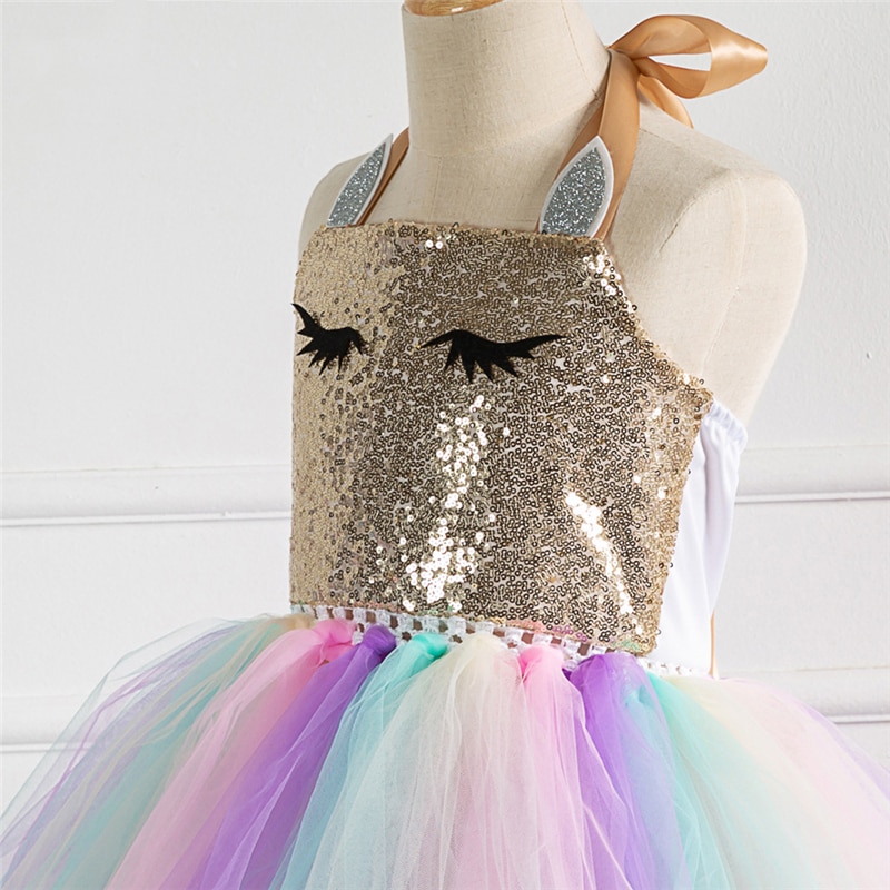 Costume De Licorne Pour Fille - Jupe Tutu Arc-en-ciel, Ailes Et Bandeau - Déguisement Princesse Fée