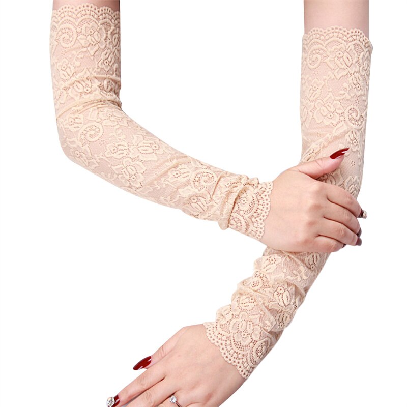 Letnie damskie rękawice przeciwsłoneczne lód koronkowe rękawy naramienne jazda rowery blokowanie UV rękawy naramienne długie rękawy rowerowe oddychające: kolor