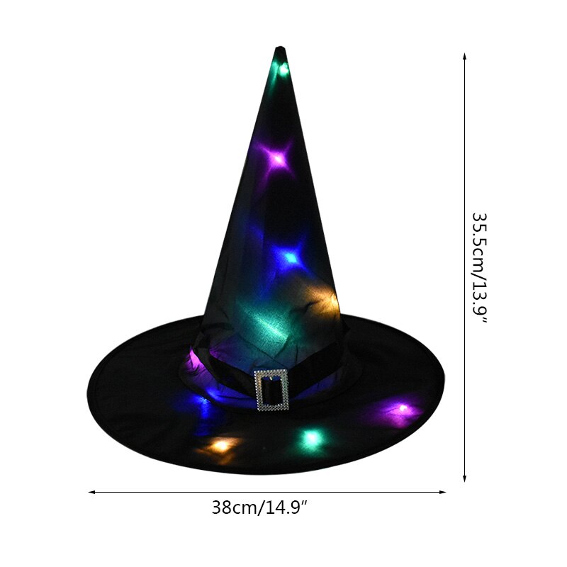 1pcs Halloween Witch Hat with LED Light Glowing Hanging Decor Suspension Tree Glowing Hat for Kids Party Supplies