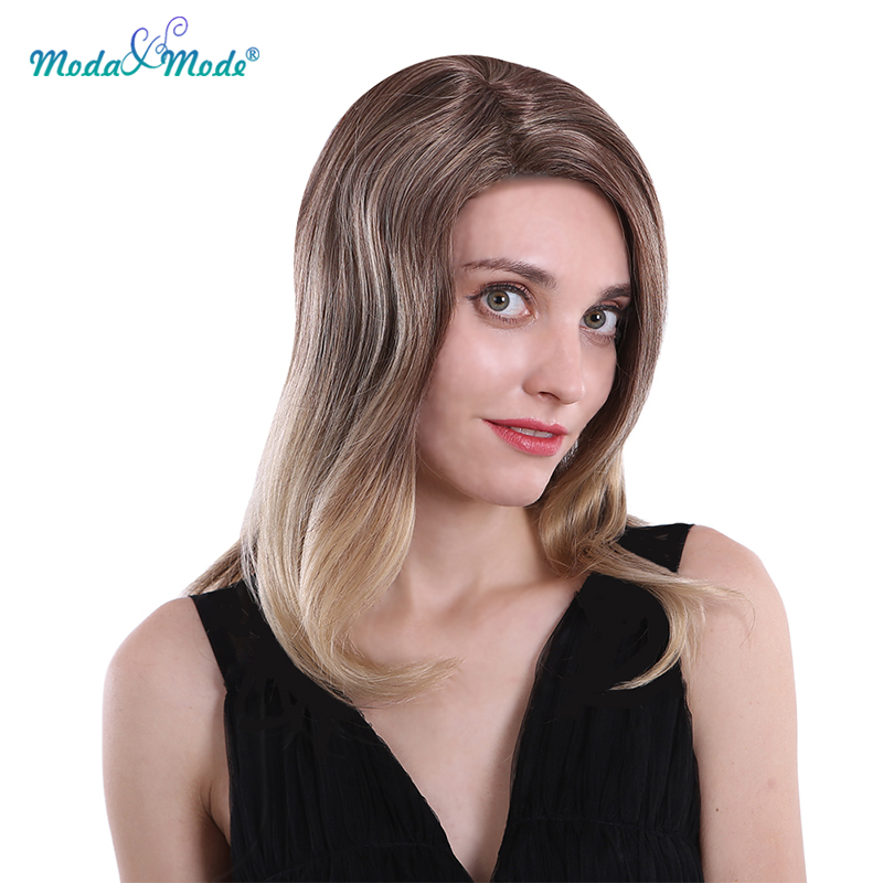 Moda & Mode hair 22” Blond Straight Synthetic Wig for Women African American L Part Synthetic Lace Front Wig