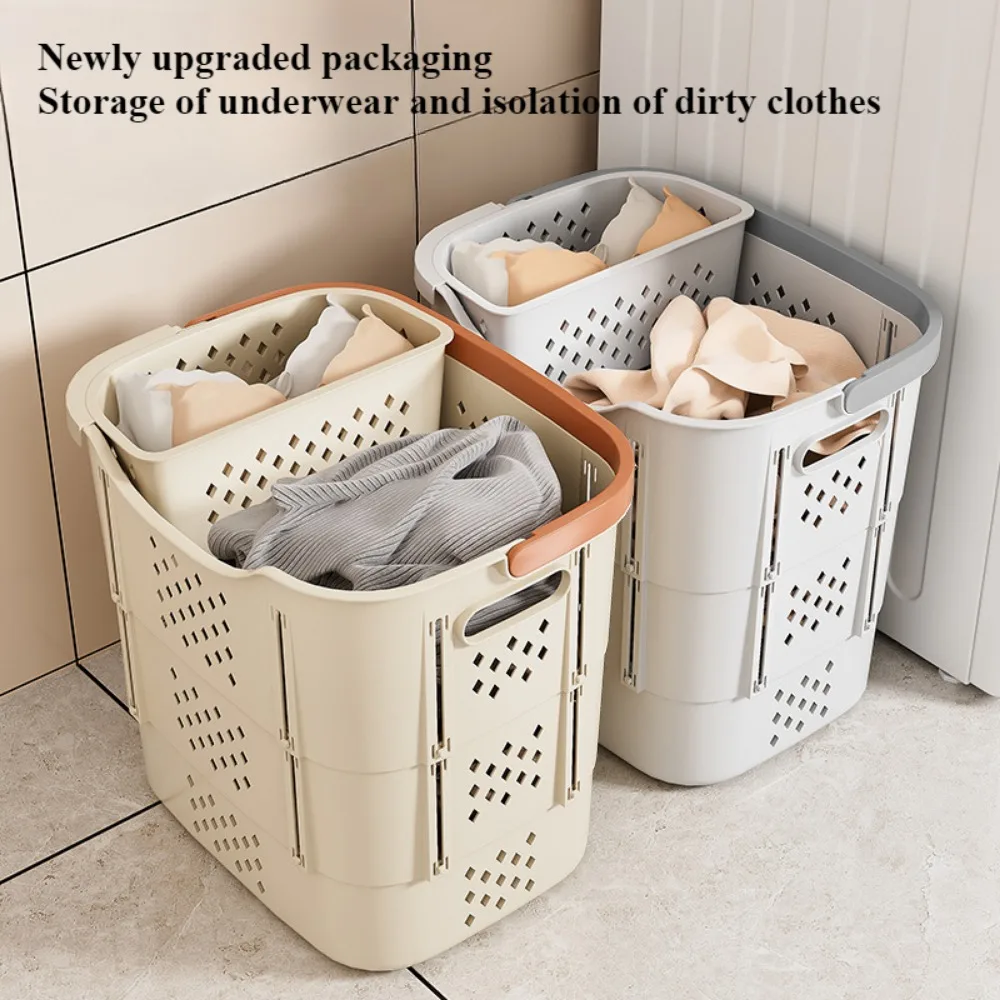 Dirty Clothes Basket Handheld Breathable Telescopic Foldable Storage Laundry Basket Removable Laundry Multi Layer Storage Basket