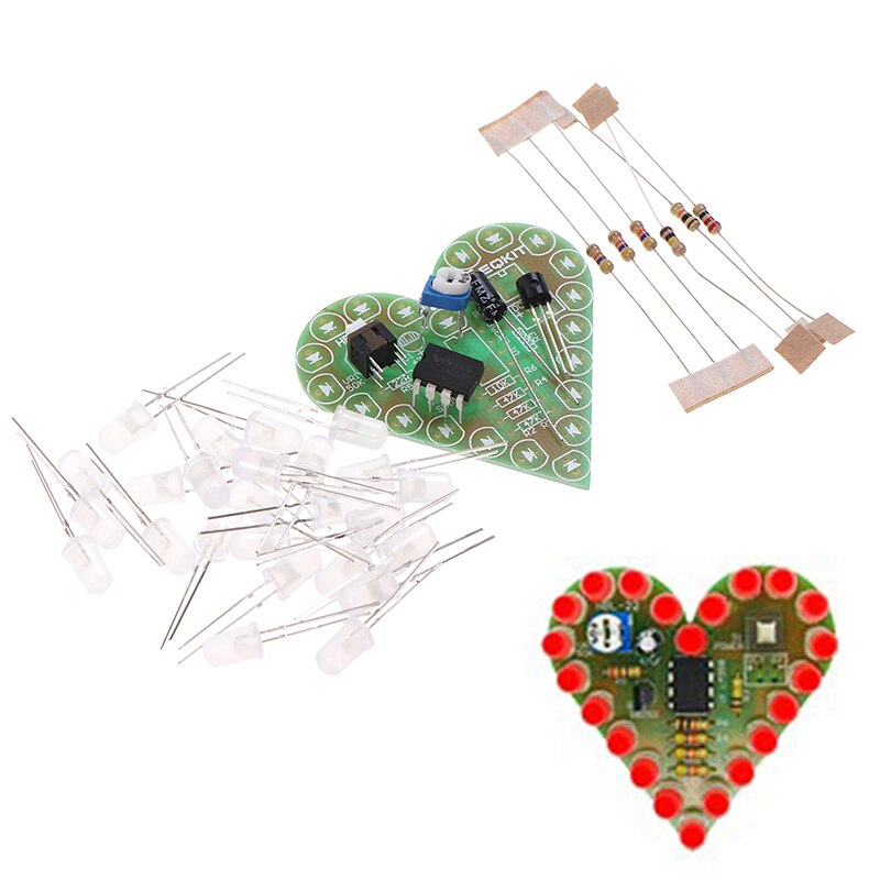 1Set Diy Kit Hart Vorm Ademhaling Lamp Kit Dc 4V-6V Breathing Led Suite Diy Elektronische productie Voor Leermiddel: RED