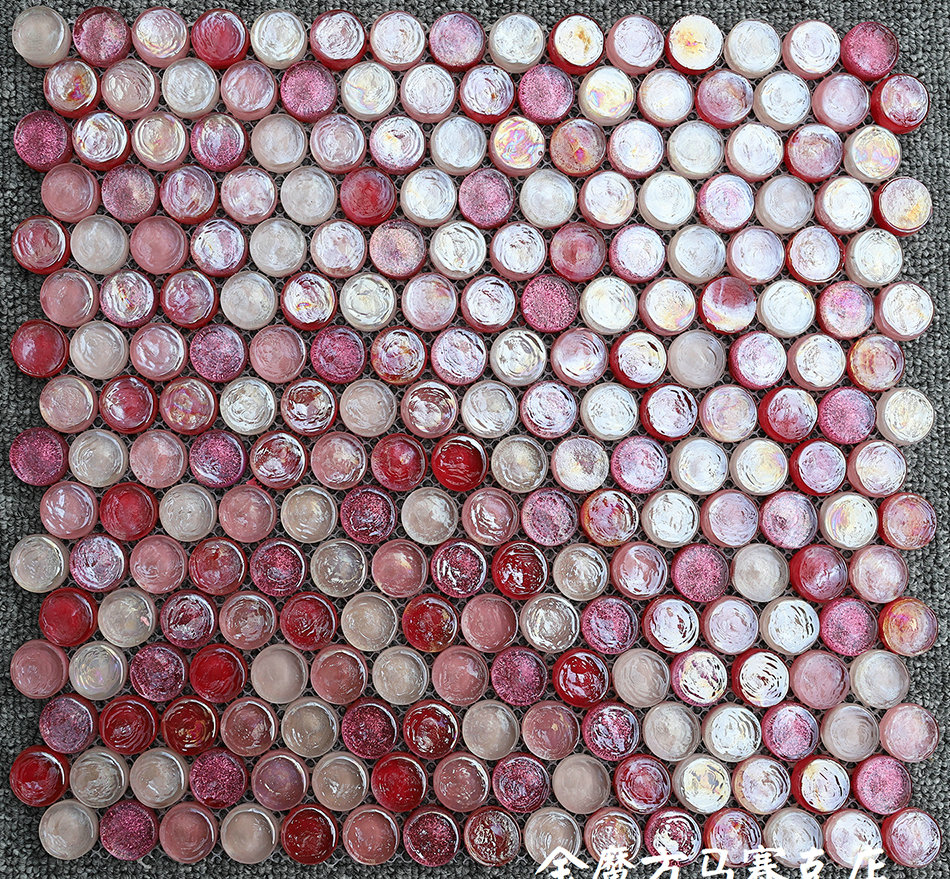 Penny Round Sugar Pink Rose Red Glass Mosaic Wall Tile JMFGT2007 Kitchen Backsplash Bathroom Glass Tiles