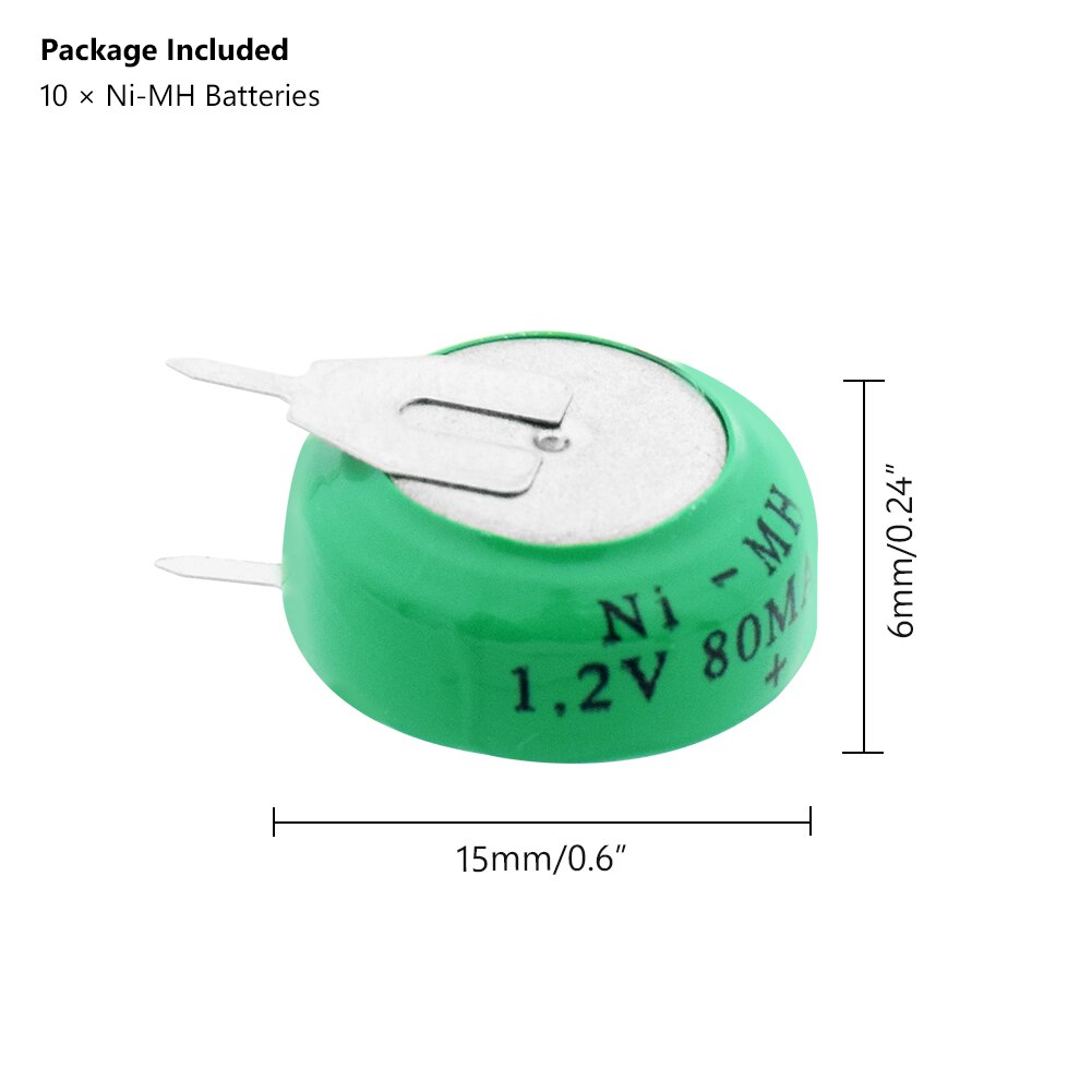 1/2/4/6/8/10 stück 1,2 V 80H 80mAh Ni-Mh nickel Metall Hydrid Knopfzellen Batterie Für Drahtlose Kopfhörer
