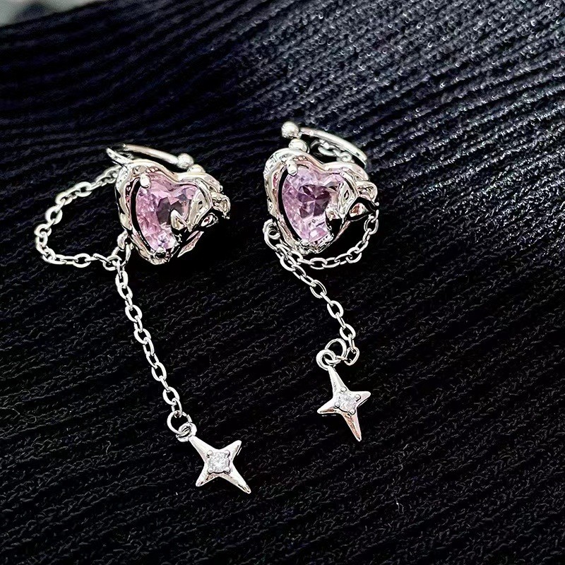 Pendientes irregulares con forma de Pin para mujer, aretes de amor de circonia, de joyas de asimétrico de cien Metal, novedad de 2023: VERMEIL