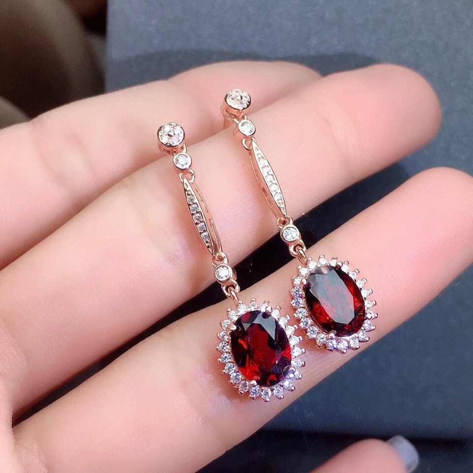Kjjeaxcmy bene gioielleria Naturale Granato dell'argento Sterlina 925 Nuovo Delle Donne Del Pendente Della Collana Anello Orecchini impostato Supporto di Prova Bella