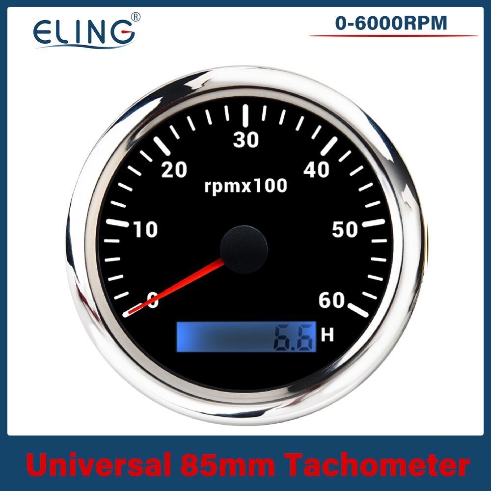 ELING 85mm Tachometer 0-3000 RPM 0-4000 RPM 0-6000 RPM 0- 7000 RPM 0-8000RPM LCD Stunde Meter Mit 7 Farben Hintergrundbeleuchtung Für Auto Stiefel: 6KBS