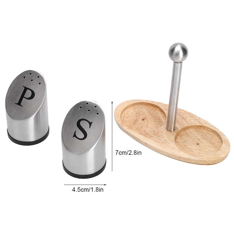 Household Stainless Steel Salt Pepper Shaker Set Odor-Free Spice With Stand Condiment Box Cooking Seasoning Bottle Kitchen Tools: Default Title