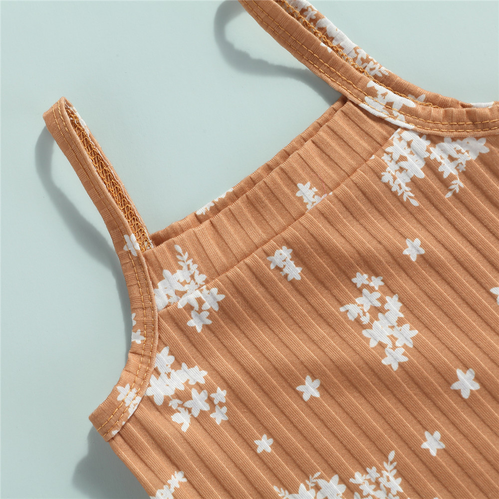 Baby Meisje Kleding Set Zomer Leuke Bloemenprint Mouwloze Romper + Boog Driehoek Shorts Outfits