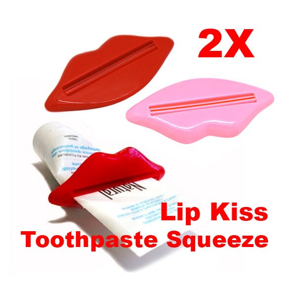 2 stk kiss lip tandpasta squeezer easy press tube dispenser gadget aug 889