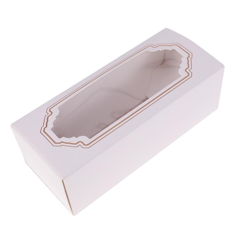 10 Pcs Baking Box White Card Paper Macaron Box Small Cookie Cake Dessert Party Packing Box With Clear Window