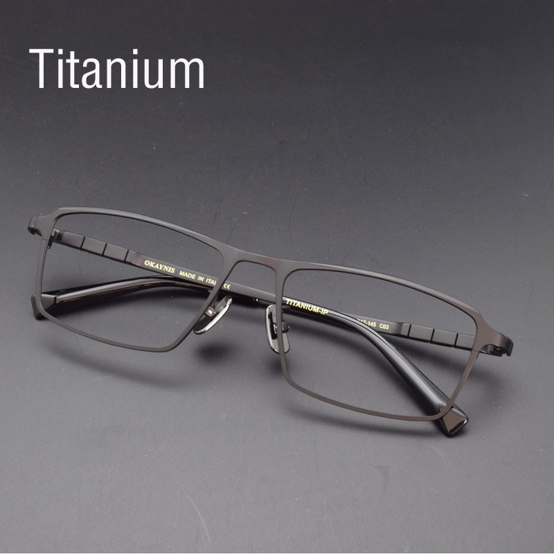 Montura de gafas de titanio puro para hombre, gafas graduadas de aleación de titanio, gafas plateadas súper ligeras, montura de gafas ópticas