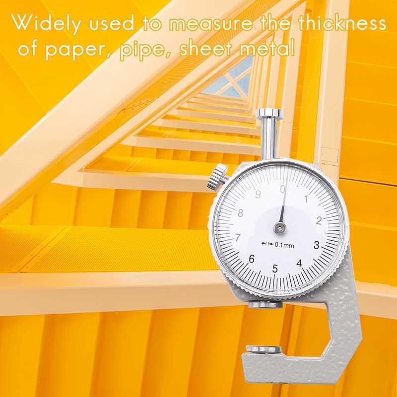 0 To 10Mm Range Measuring Tool 0.1Mm Resolution Round Dial Thickness Gauge