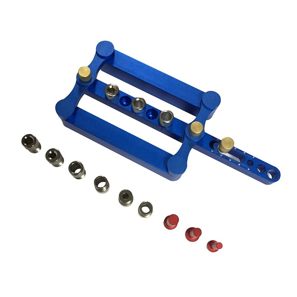 Zelfcentrerende Dowelling Jig Metric Pluggen 6/8/10Mm Boren Voor Houtbewerking Houtbewerking Joinery punch Locator Tool: Blue A