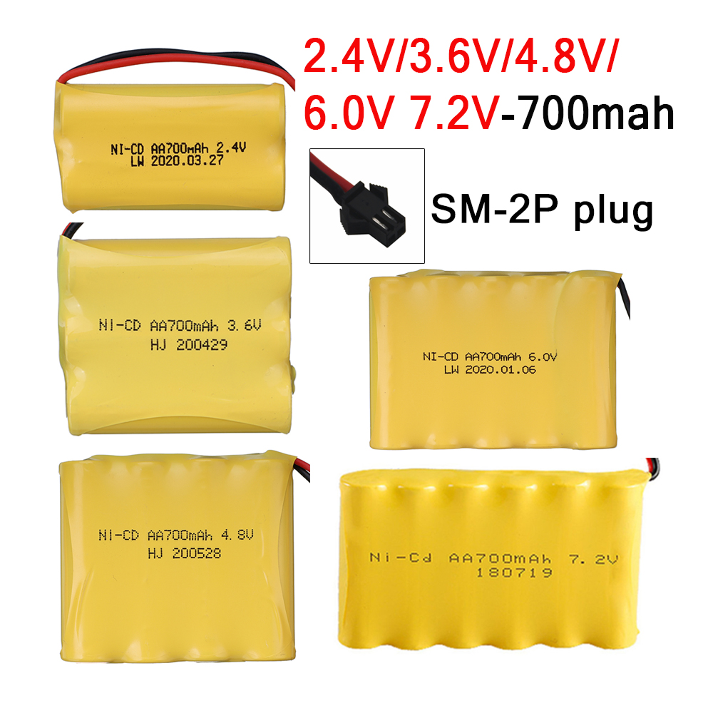 700MAH NICD Battery 2.4V/ 3.6V/ 4.8V/ 6V/ 7.2V battery for RC Toys Cars Trucks Tank 700mah nicd Replaceable Battery with SM plug