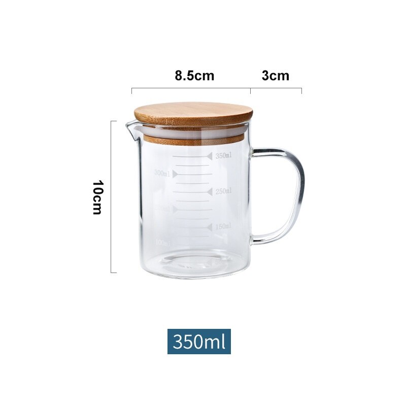 Transparent Glass Heat Resistant Handle Cup For Household Kitchen Baking Calibration Cups Measuring Jug With Cover Baking Tools: S