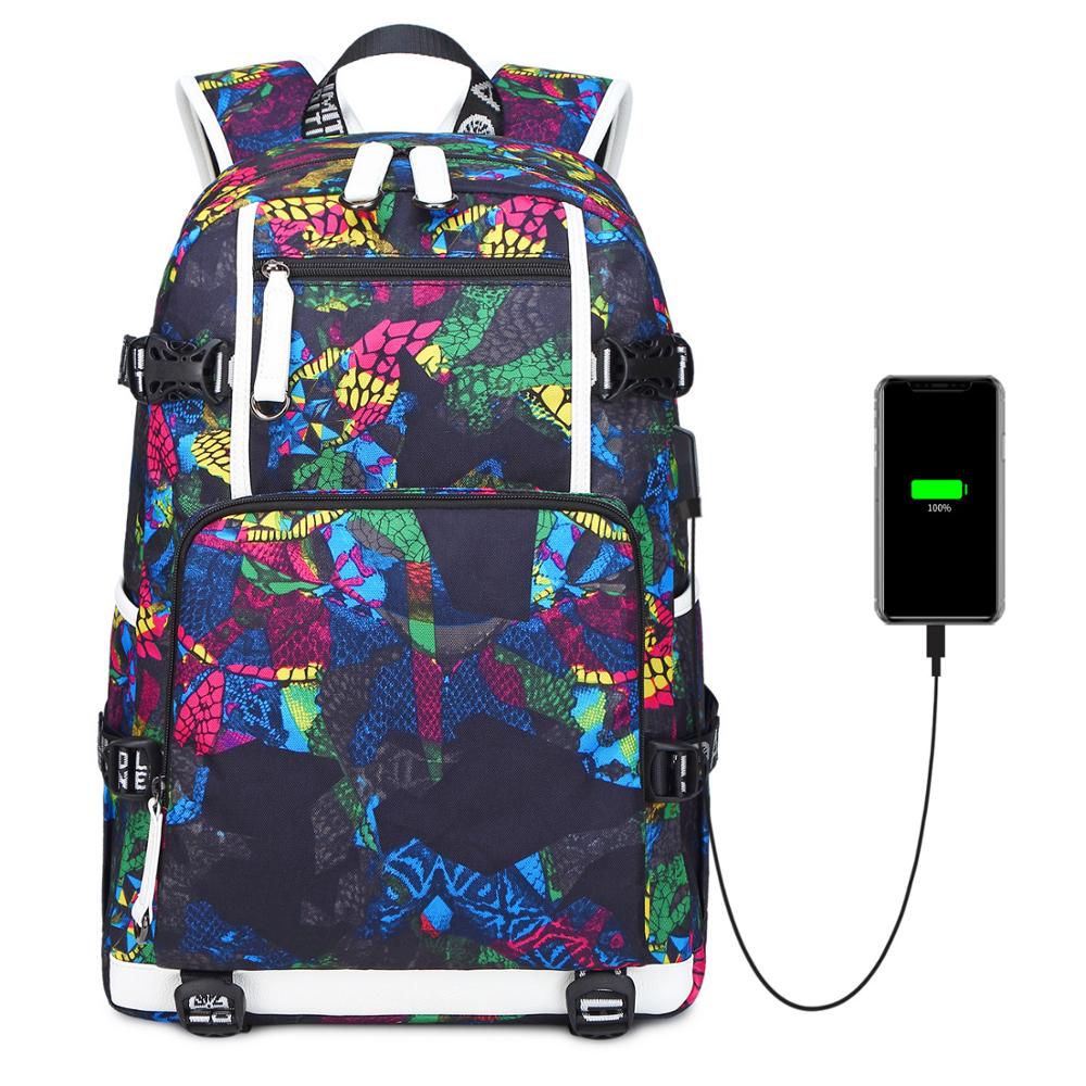 Custome Diy Printed Pcitures USB Travel Backpack for Teenagers School Bags Laptop Waterproof USB Charg Mochila Feminina Travel: Style 6