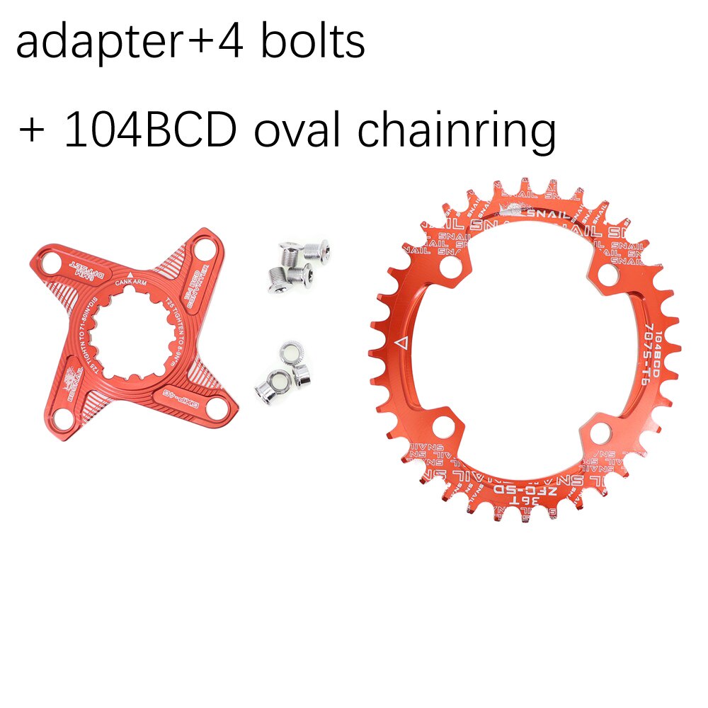 Caracol plato ovalado 6mm Offset GXP XX1 águila X01 GX X1 X0 X9 sram DM 32T 34T 36 38 MTB bicicleta de carretera directa Monte: 36T red