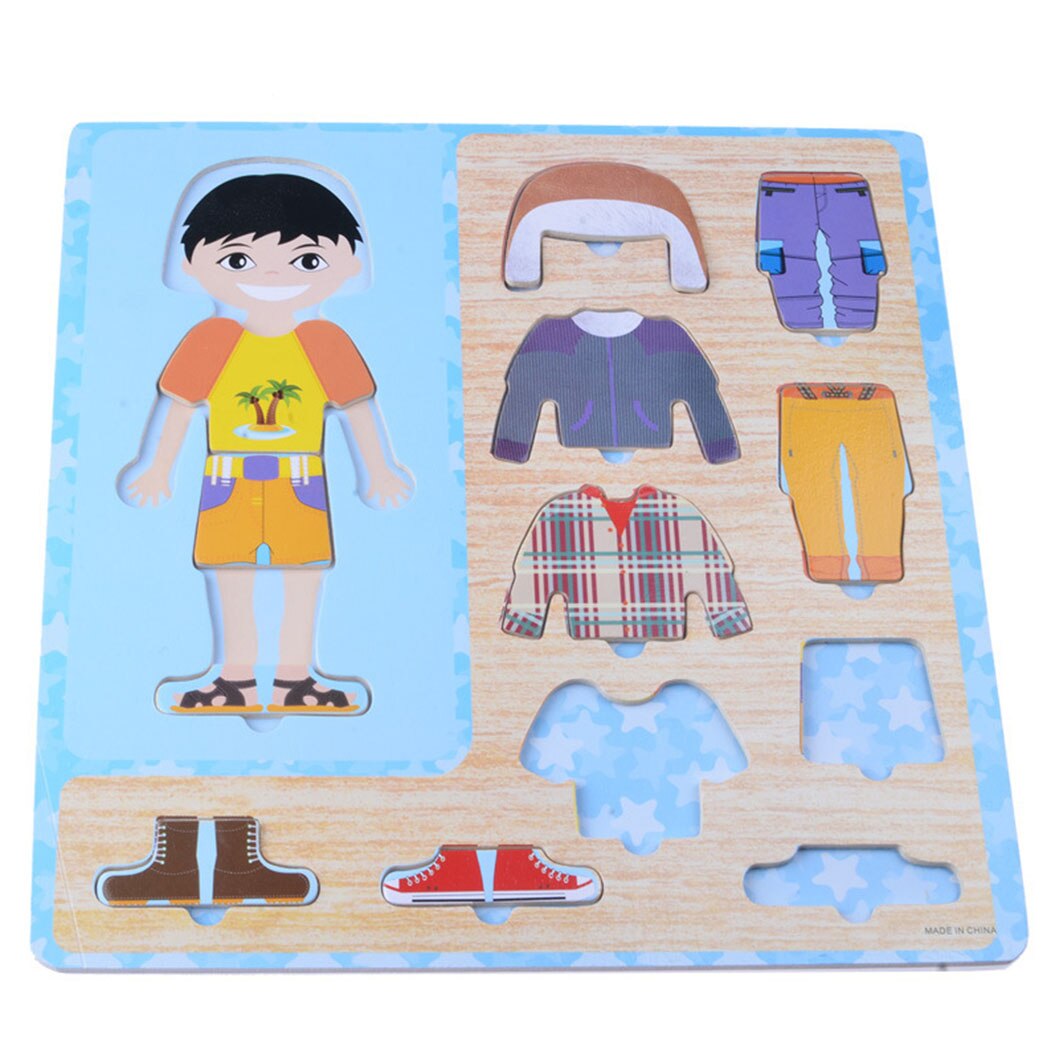 2 Sets Kids Jigsaw Puzzle Clothes Changing Puzzle Game Educational Toy