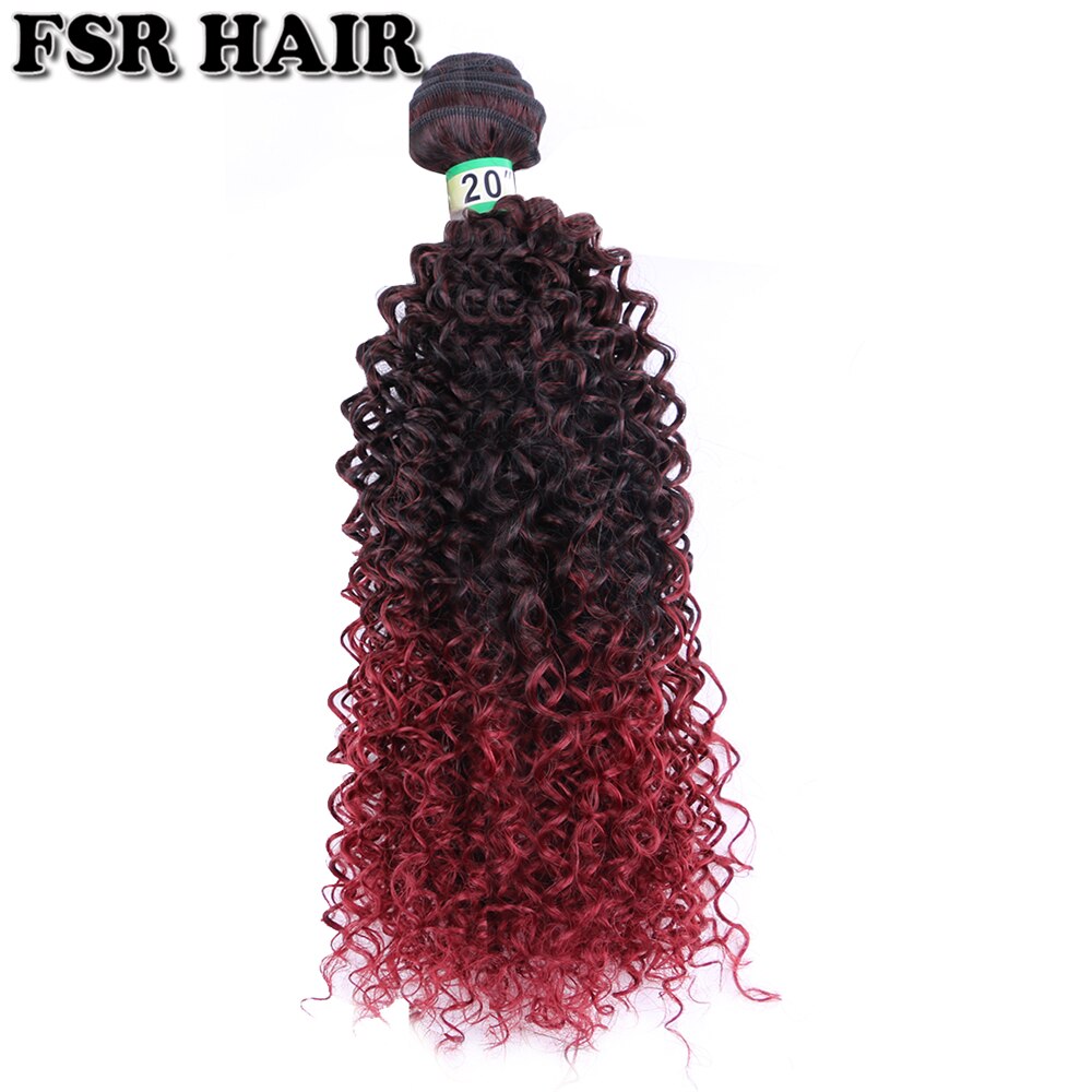 FSR 100 Gram/pcs Ombre Kinky Curly Hair weaving Wine Red synthetic hair bundle