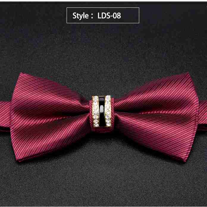 Mænd bowtie formel stribe luksus rhinestone slips mænds bryllup butterfly mandlige kjole skjorte slips: Lds -08