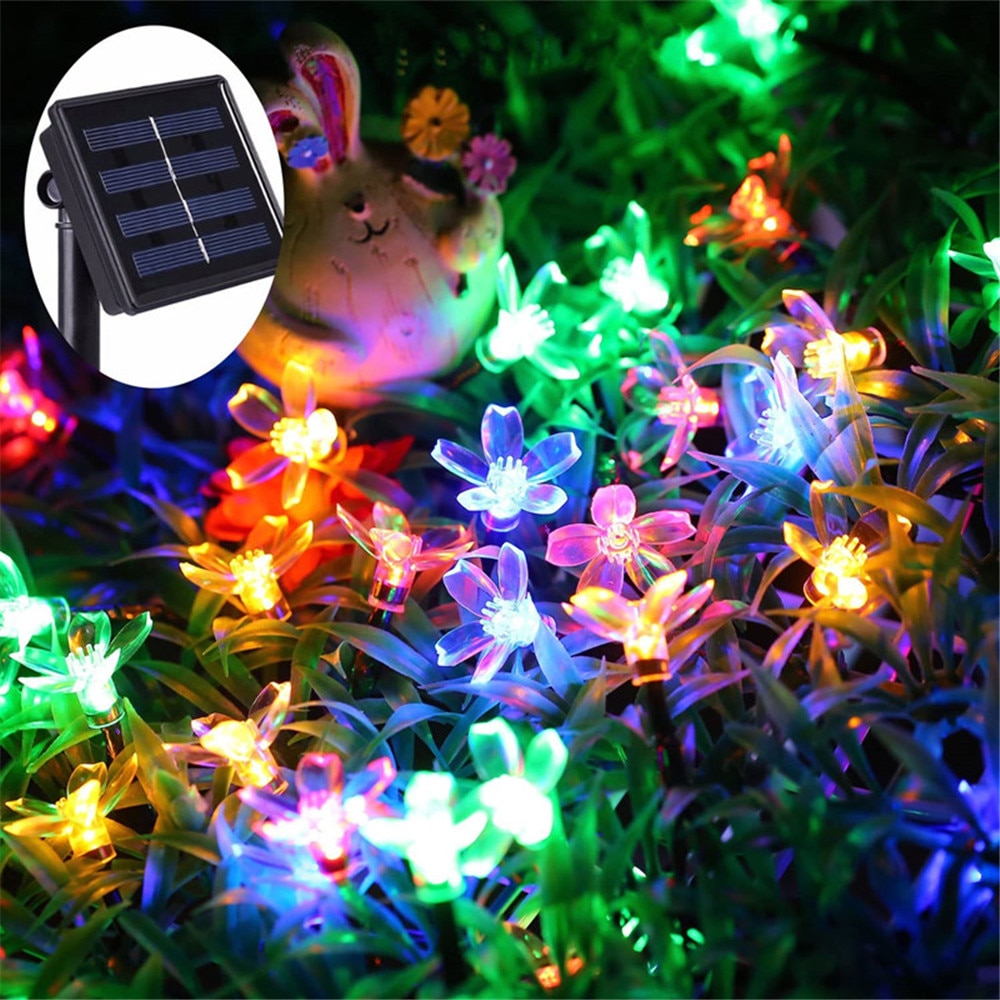 Solar udendørs julelys 20 50 led fe blomst blomst dekorativt lys til indendørs have gårdhave fest træ dekoration