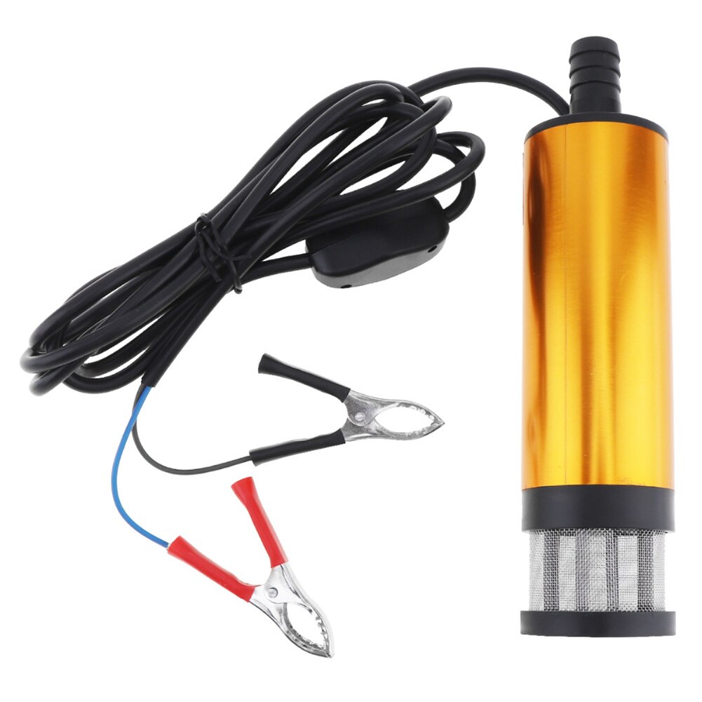 Draagbare Elektrische Dompelpomp Voor Pompen Diesel Olie Water Aluminiumlegering Shell Met 2 Alligator Clips Fuel Transfer Pomp