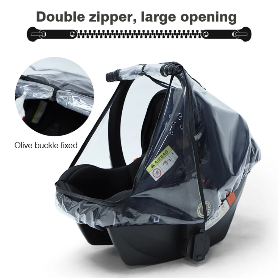Assento de segurança do bebê capa de chuva transparente eva carrinho de bebê capa de chuva capa de poeira duplo zíper acessórios de carrinho de bebê