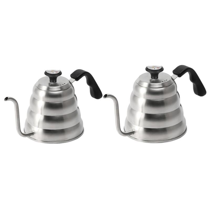 1L/1.2L Stainless Steel Drip Coffee Pot Pour Over Coffee Kettle For Kitchen Home Cafe Coffee Kettle With Thermometer