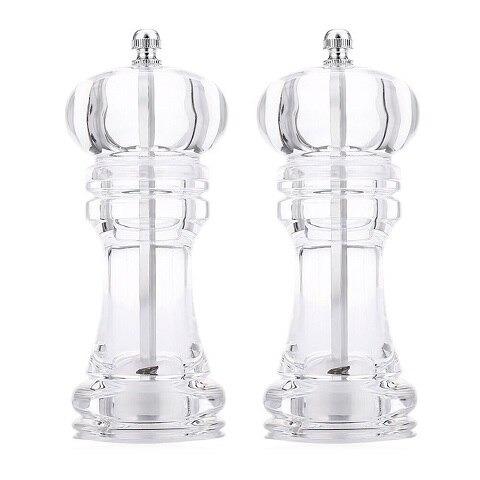 Molinillo acrílico de sal, pimienta, molinillo Manual de pimienta, molinillo para sal y especias, herramienta de molienda transparente, molinillo de pimienta para condimentos: TWO piece - small