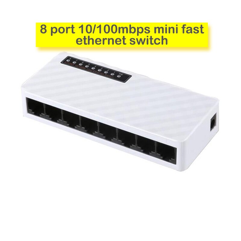 Ethernet Netwerk Switch Poe Switch Ondersteuning Verlengen 250M 52V Netwerk Switch Mini RJ45 5 Poort 4 Poe Poort + 1 Uplink Snelle Snelheid: 8 port 100mbps