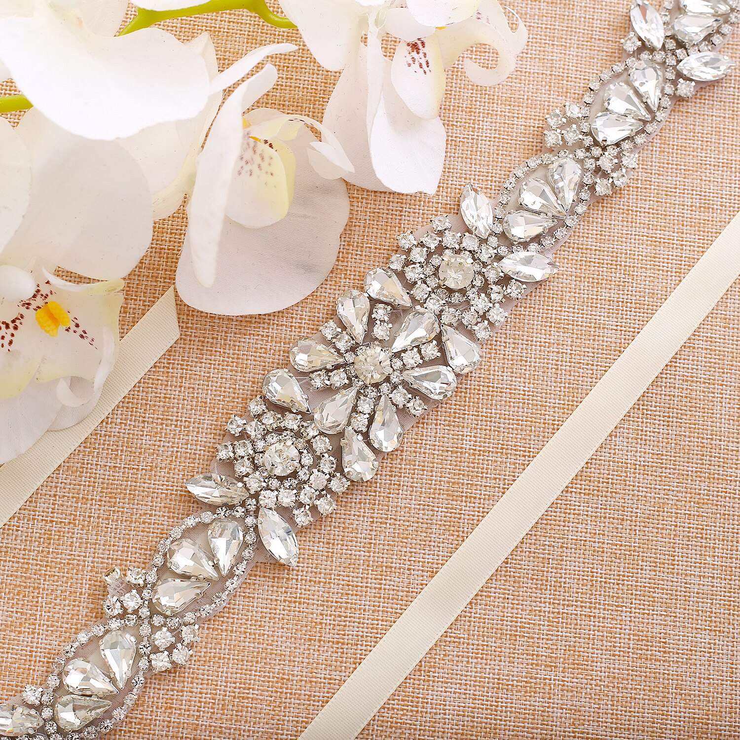 Cintos de Casamento De cristal Cinto de Fita de Cetim Nupcial Sash Belt Vestido de Casamento de Strass Acessórios de Casamento Y138S