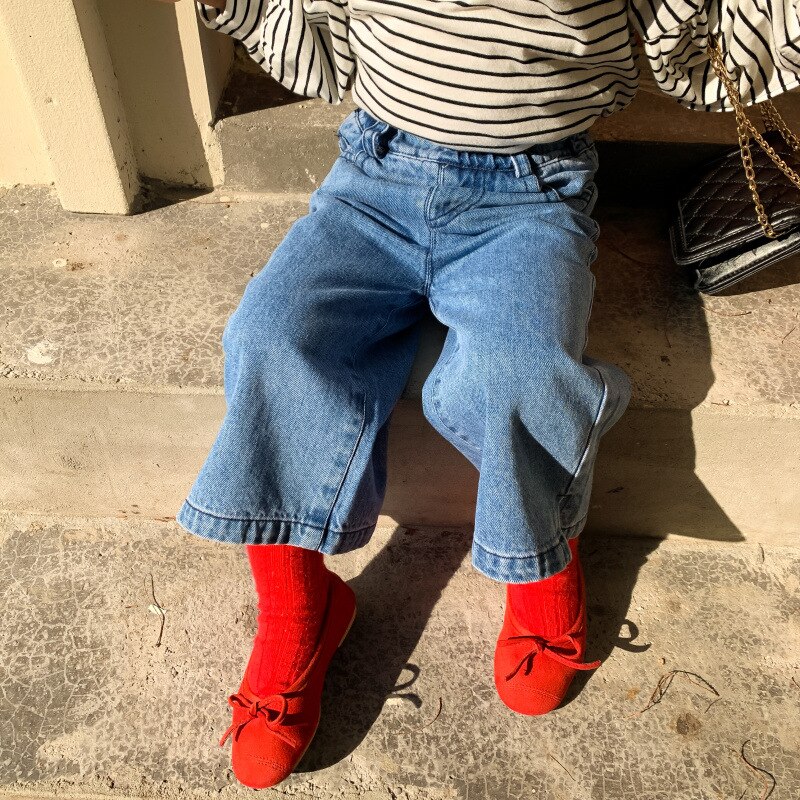 Jean de printemps pour filles, jean fendu, ample, droit, assorti avec tout, 1-7 ans