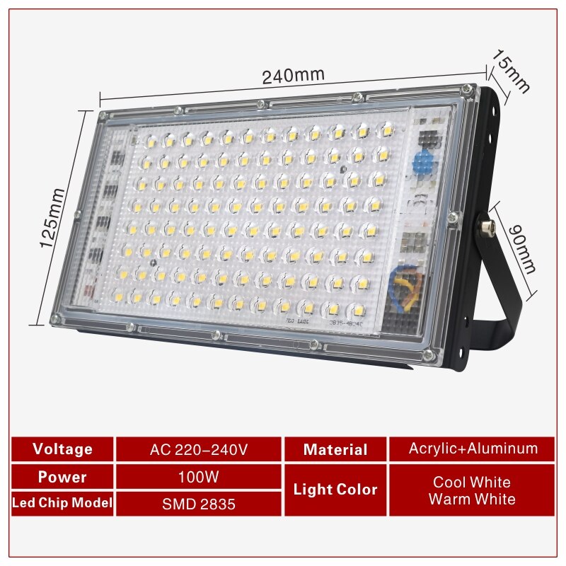 Led flood light 100w 220v udendørs projektør  ip65 vandtæt led gadelampe landskabsbelysning spotlight wall washer
