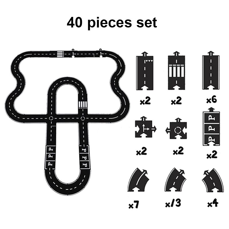 DIY PVC Puzzles Track Play Set Road Car Track Baby Puzzle Game Mat Floor Carpet Educational Learning Toys Nordic Kids Room Decor: 40 pcs set