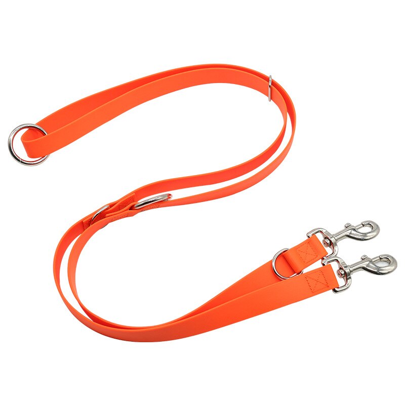 Vandtæt pvc hundesnor dobbelthoved to hundesnore justerbar lang kort hundetræning vandresnor multifunktionel kæledyrssnor: Orange