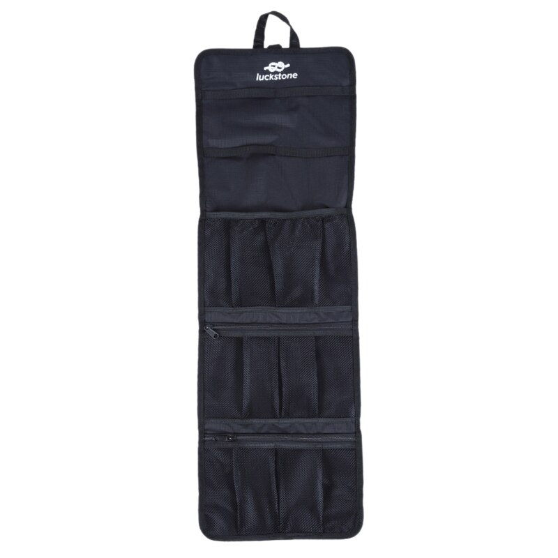 G92F Foldable Rock Climbing Storage Bag Durable Carabiner Hook Partitions Organizer Holder Hiking Gear Equipment: Black